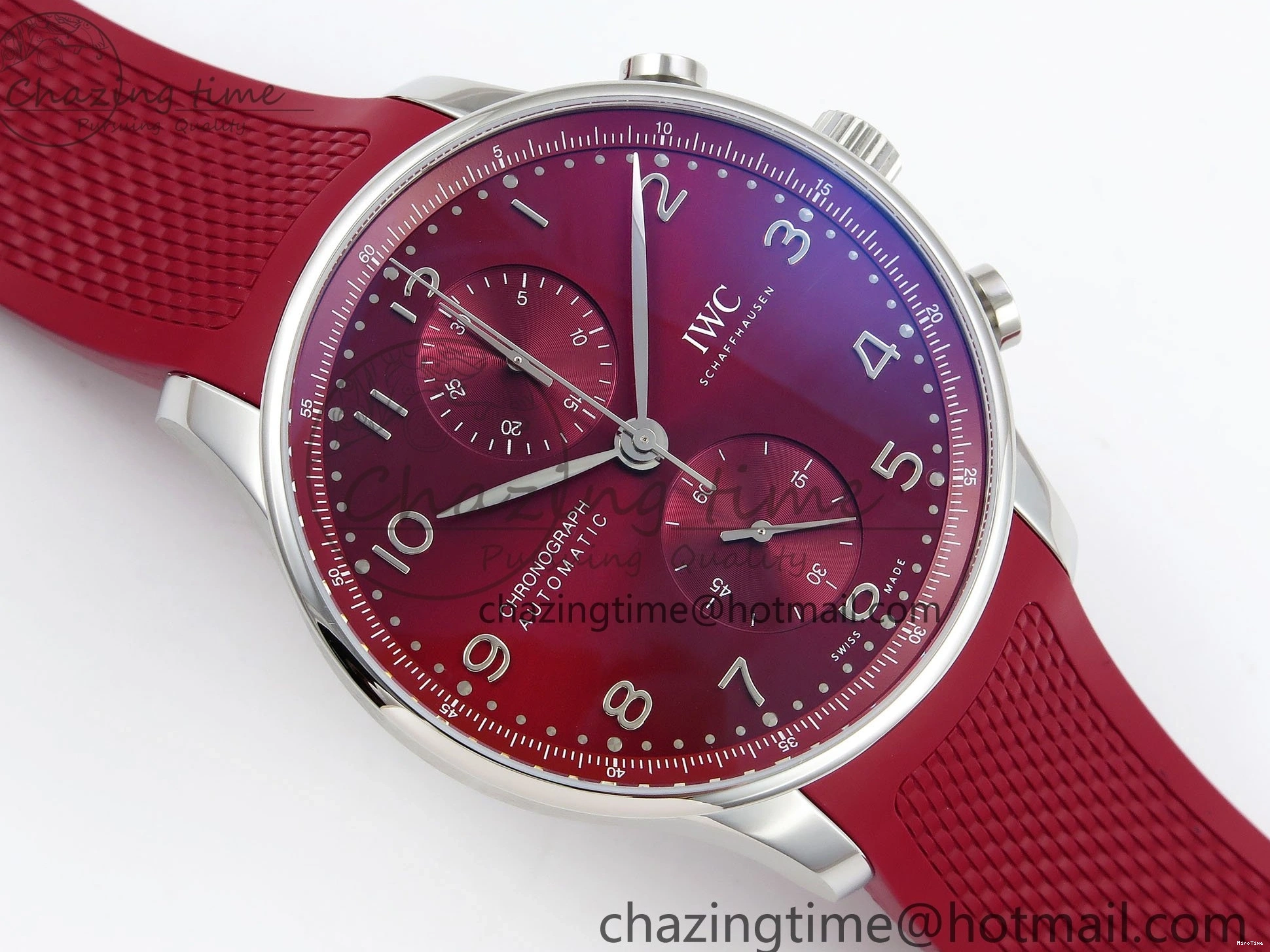 MIROTIME 0301 Reliable Portuguese Chrono IW3716 Z+F 1:1 Best Edition Red Dial on Red Rubber Strap A 7015